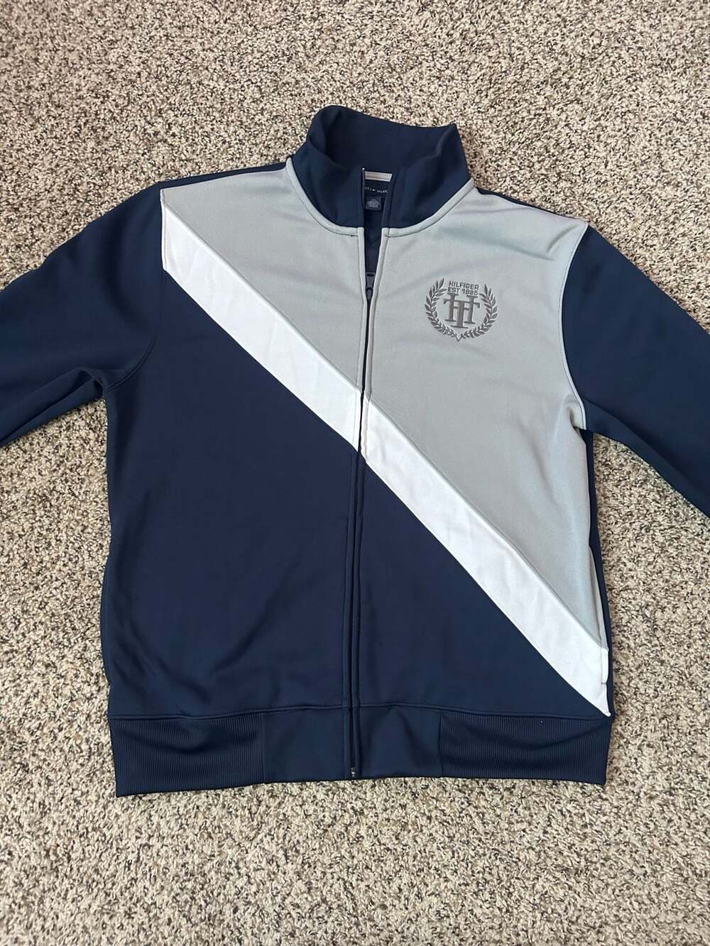 Tommy Hilfiger Men's Navy and Grey Color Zip Up Jacket